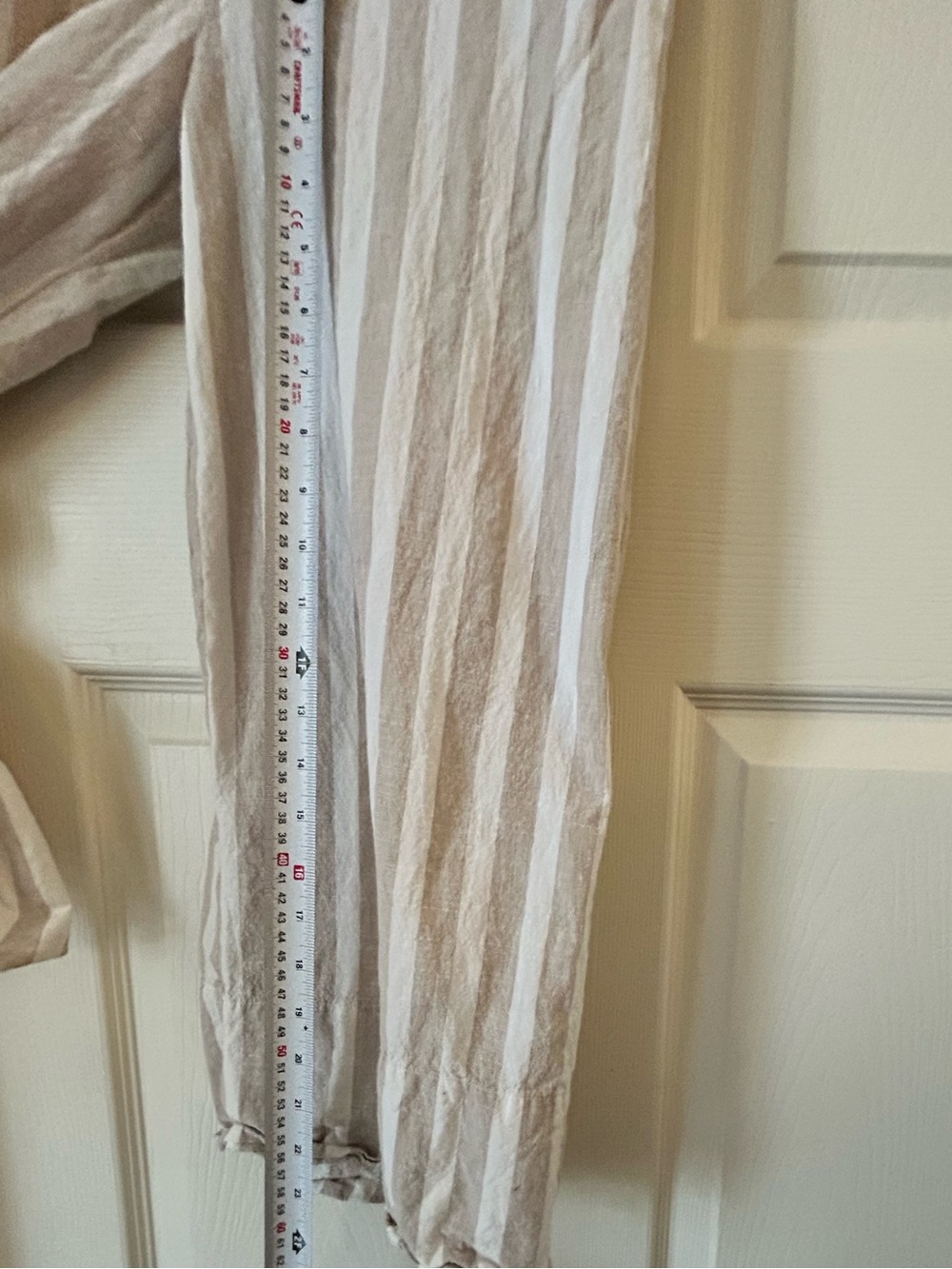 Japna Beige White Striped Linen Blend Wide Leg Jumpsuit - Size Medium - Picture 13 of 13